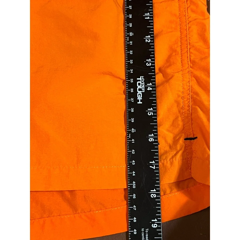 Nautica Mens Orange Solid Swim Trunks Elastic Waist Board Shorts Logo